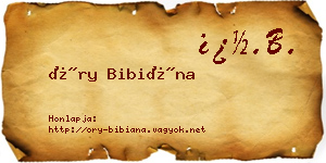 Őry Bibiána névjegykártya